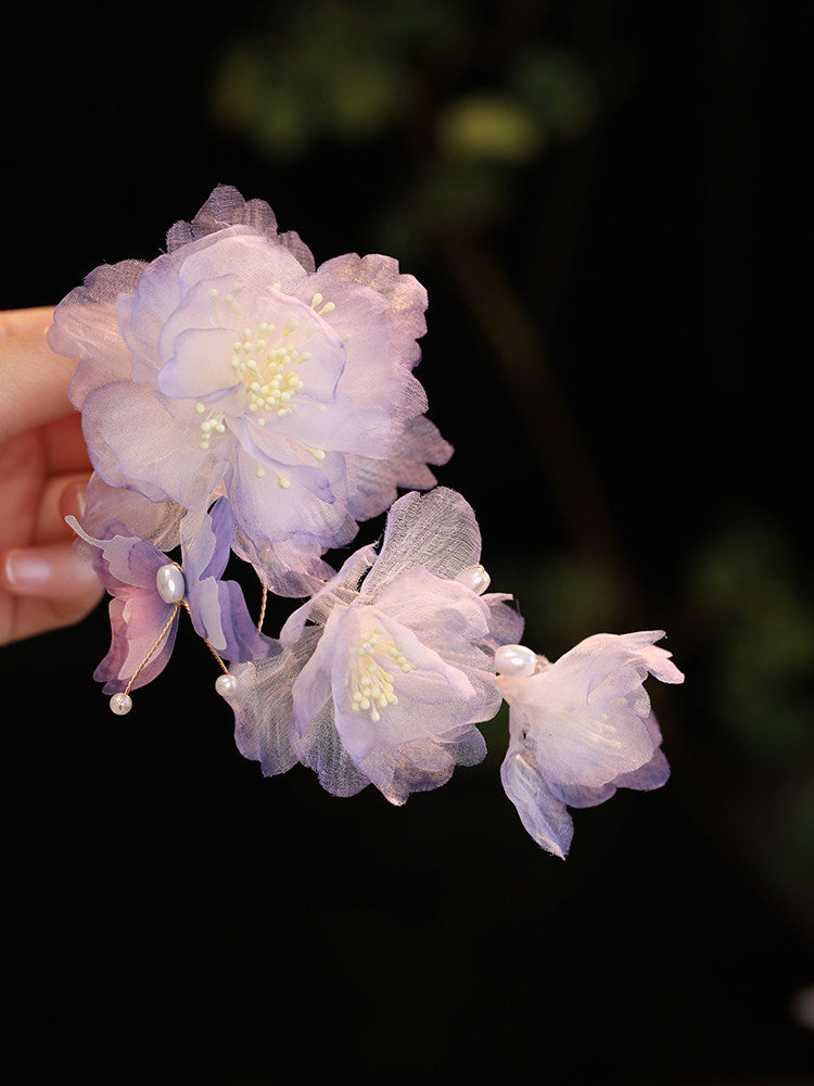 Handmade Silk Peony Hair Clip – Tang Style Floral Hair Accessory