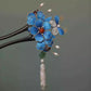 Blue Silk Velvet Peony Tassel Hairpin – Traditional Chinese Non-Heritage Cloisonné & Silk Flower Hair Accessory