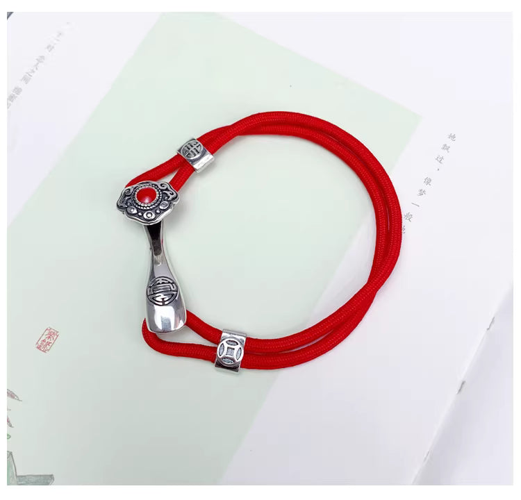 Chinesisches rotes Ruyi-Symbol-Armband – handgefertigtes glücksverheißendes rotes Paar-Schnur-Design