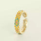 999 Fine Silver Ruyi Cloud & Butterfly Enamel Ring – New Chinese Style Adjustable Silver Ring with Gold Detailing