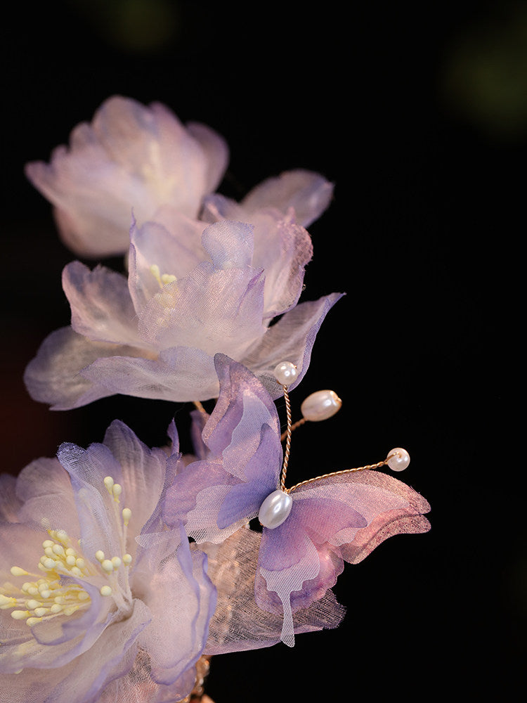 Handmade Silk Peony Hair Clip – Tang Style Floral Hair Accessory