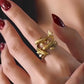 Gold-Plated Triple Koi Fish Ring – New Chinese Style Adjustable Fortune Ring for Women