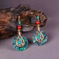 Pipa-Inspired Green Agate Earrings – Statement Ethnic Cloisonné for Qipao