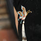 Chinese Tassel Butterfly Brooch – Elegant Retro Lapel Pin for Qipao, Hanfu and Coats