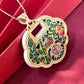 "Hulu Bamboo Peace" 999 Silver Gourd Pendant – Gold-Accented Cloisonné Guochao Necklace