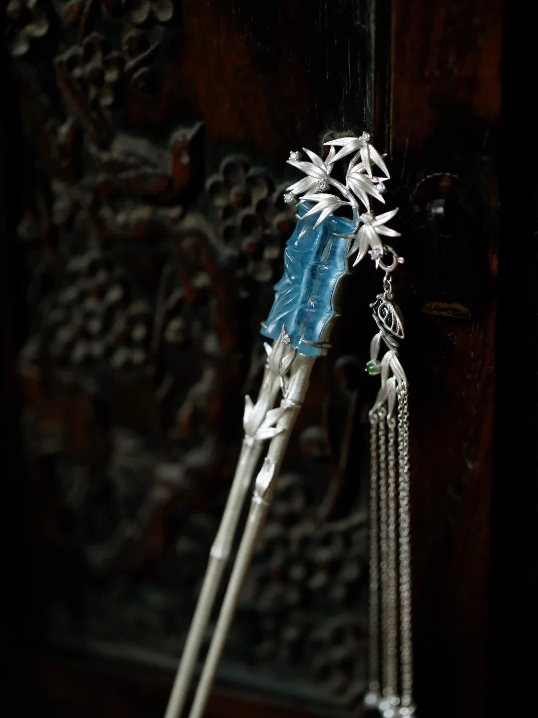 Bamboo Shadow Cicada Hair Stick – Elegant New Chinese Style Hairpin for Mamian Skirt and Hanfu