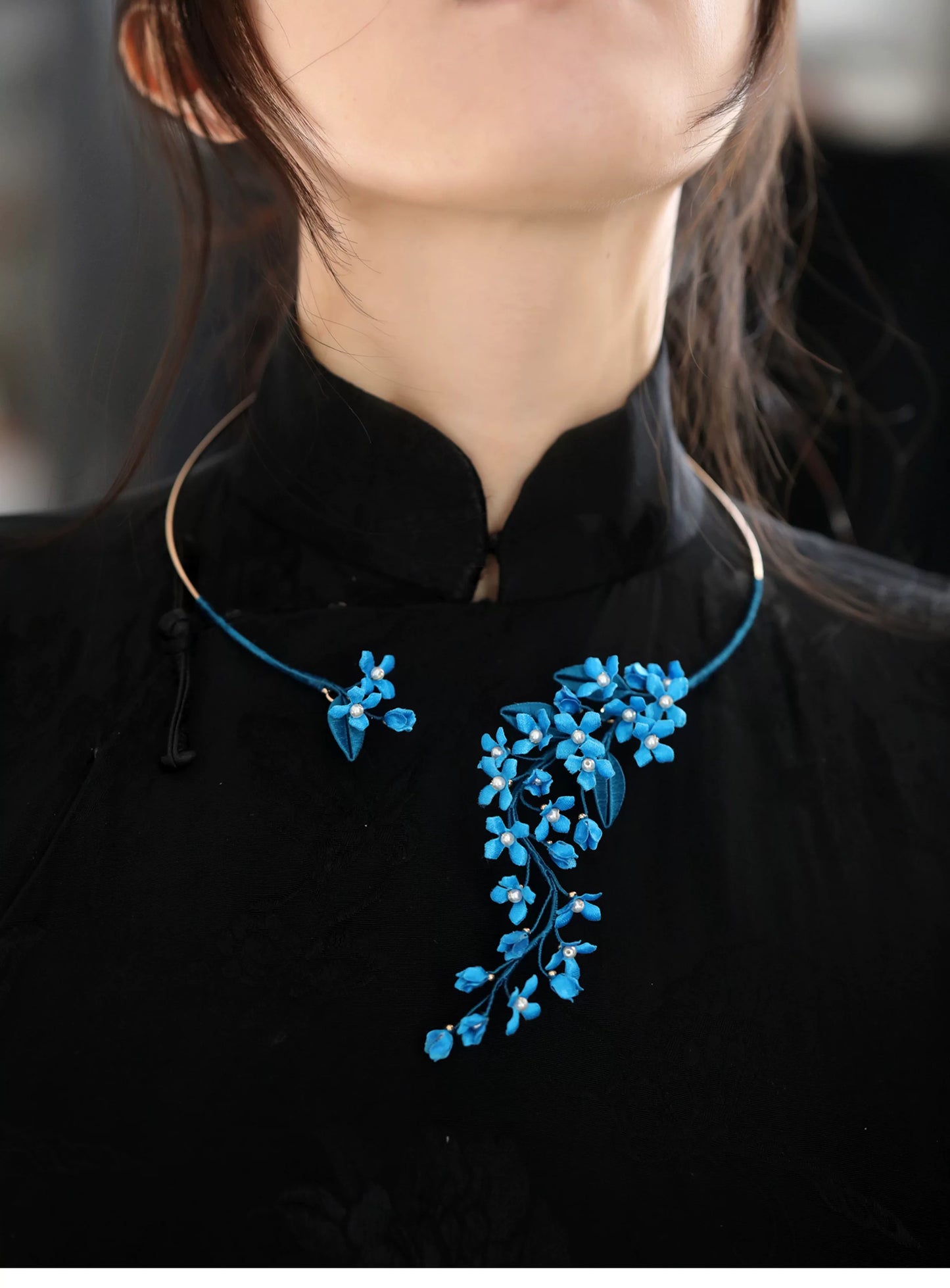 Guofeng Osmanthus Collar Necklace – Elegant Qipao Accessory