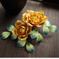 Handmade Yellow Velvet Peony Hair Clip – Traditional Chinese Guofeng Hairpin for Hanfu & Qipao