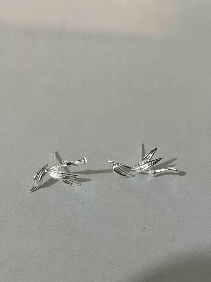 New Chinese Style Bamboo Stud Earrings – Minimalist 925 Silver Nature Inspired Jewelry