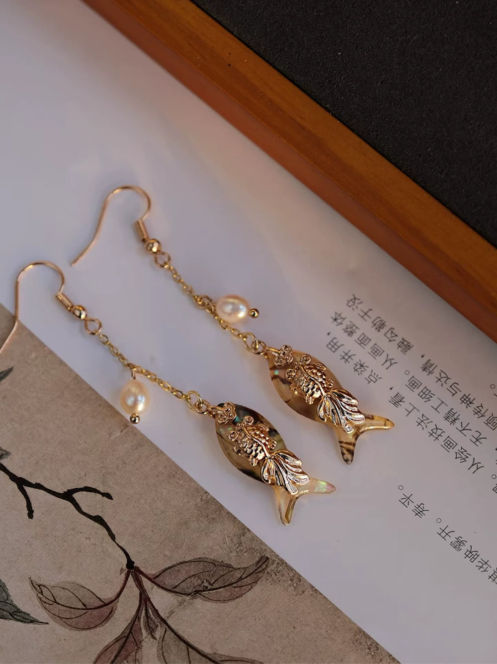 Handcrafted Goldfish Tassel Earrings – Elegant Chinese Style Dangle Earrings for Women