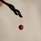 Original Chinese Ebony Wood Hairpin & Pendant with Cinnabar Inlay – Oriental Calming Amulet Jewelry