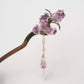 Purple Iris Velvet Flower Sandalwood Hairpin – New Chinese Style Tassel Hair Ornament