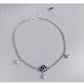 S925 Sterling Silver Blue Lotus Anklet for Women - Adjustable 25cm, Vintage Art Jewelry, Lucky Charm Foot Bracelet