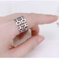 925 Sterling Silver Double Happiness Ring – Hollow Carved Open Band