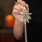 Elegant Chinese Bamboo Leaf Pin – Qipao Pressing Brooch with Tassel Design