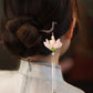 Black Ebony Lotus Long Tassel Hairpin – New Chinese Style Hanfu Hair Accessory