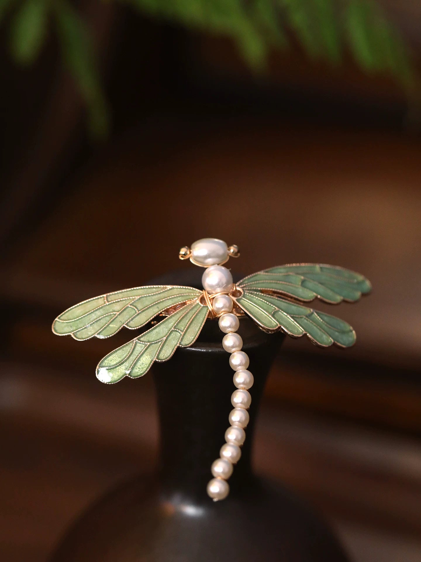 Vintage Enamel Dragonfly Pin-Elegant Cloisonné-Inspired Coat Accessory with Vintage Charm
