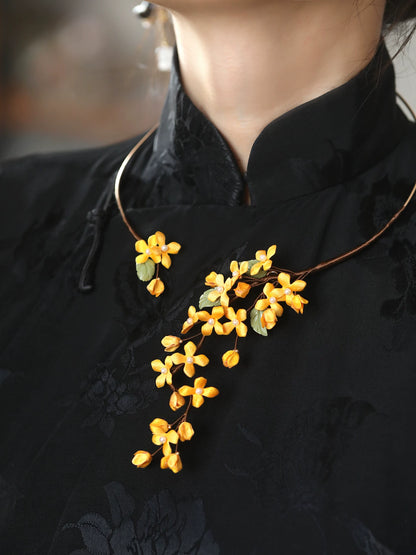 Guofeng Osmanthus Collar Necklace – Elegant Qipao Accessory