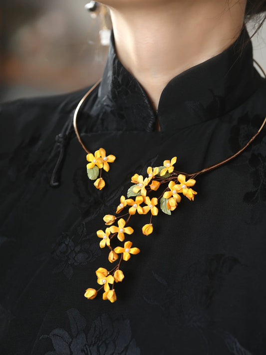 Guofeng Osmanthus Collar Necklace – Elegant Qipao Accessory