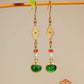 Natural Green Jade Ruyi Earrings – Elegant Oriental Pearl Earrings for Hanfu Styling