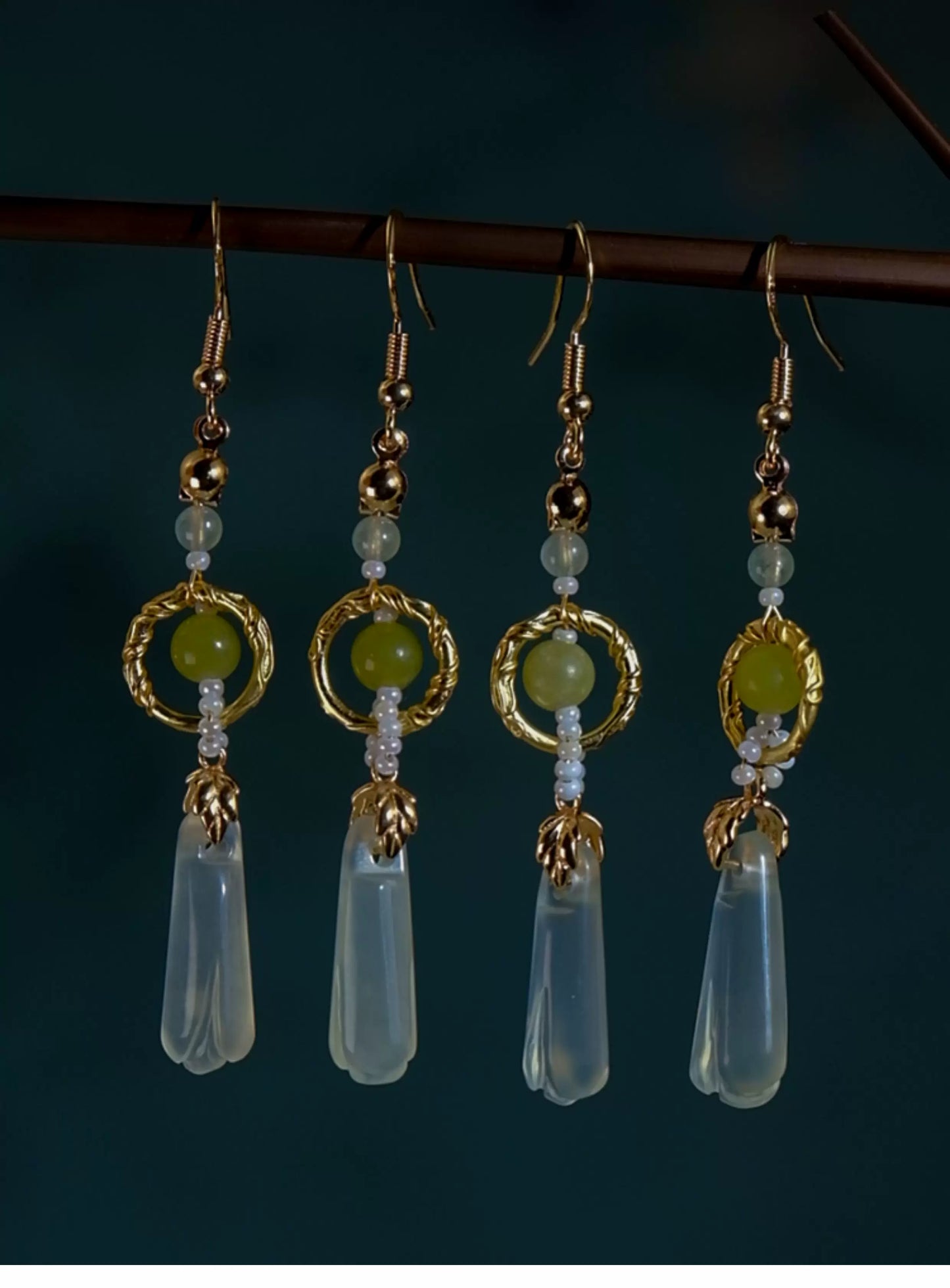 Natural Xiuyu Jade Earrings with 14K Gold-Filled Hooks – Elegant Chinese Jade Jewelry for Women