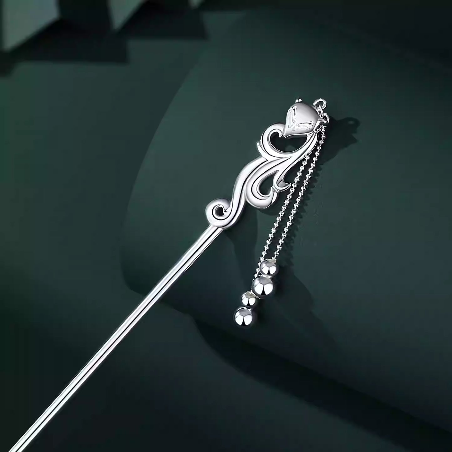 Elegant Chinese Style Silver Fox Hairpin with Tassels – Handmade S925 Silver Hair Stick for Updos