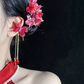 Zhuang Zhou Dream Butterfly Ear Cuff – Wine Red Butterfly Tassel Ear Clip