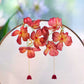 Handmade Red Ombre Blossom Ear Cuff – Elegant Bridal Ear Jewelry Without Piercing