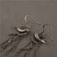 S925 Sterling Silver Swallow Leaf Tassel Earrings – New Chinese Style Vintage Dangle Earrings