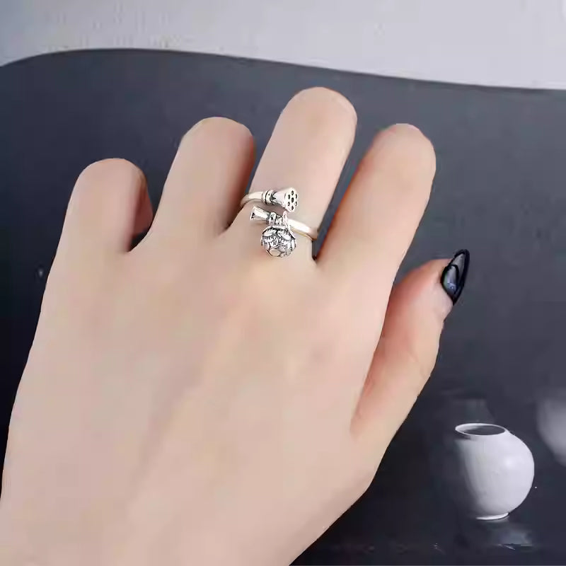 lotus seed tassel lotus ring-925 sterling silver