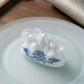 Elegant White Flower Ceramic Stud Earrings – Minimalist Chinese Style Resin Jewelry