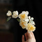 Elegant Yellow Blossom Butterfly Hair Clip – Tang Style Chinese Hair Accessory for Qipao and Hanfu
