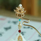 Tassel Hairpin Stick | Gold-Plated Copper Chinese Hair Accessory with Turquoise, Agate & Pearl