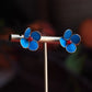 Handmade Blue Velvet Flower Stud Earrings – Intangible Cultural Heritage New Chinese Style Jewelry