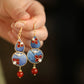 Elegant pearl embedded fabric gourd earrings retro Chinese aesthetic long drop earrings