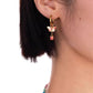 Gold Plated Copper Enamel Butterfly Earrings with Pink Tulip – New Chinese Style Elegant Stud Earrings for Women
