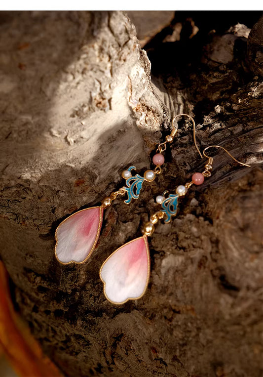 Handmade Velvet Flower Hook Earrings – Intangible Cultural Heritage New Chinese Style Jewelry