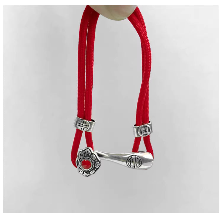 Chinesisches rotes Ruyi-Symbol-Armband – handgefertigtes glücksverheißendes rotes Paar-Schnur-Design