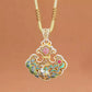 "Yi Lu You Ni" 999 Silver Deer Pendant – Gold-Accented Cloisonné Ruyi Lock Necklace