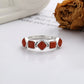 Elegant Five Nanhong Agate Beads Ring in 925 Sterling Silver