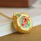 Lotus Pond Under Moonlight S925 Gold-Plated Silver Hetian Jade Enamel Openable Lotus Sachet Pendant Necklace for Women
