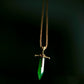 Green Jade Sword Pendant Necklace – Vintage Chinese Style Protective Talisman Jewelry