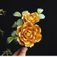 Handmade Yellow Velvet Peony Hair Clip – Traditional Chinese Guofeng Hairpin for Hanfu & Qipao
