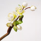 Jasmine Velvet Flower Sandalwood Hairpin – New Chinese Style Floral Hair Ornament