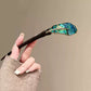 Elegant Chinese Ebony Wood Hair Pin with Lake Green Shell Fan Design for Women