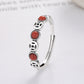 Chinese Lucky Coin Red Agate Ring - 925 Sterling Silver Adjustable Wealth Ring