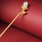 Tulip Magnolia Hairpin – Handmade Hetian Jade and Alloy Hair Stick