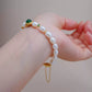 Natural Freshwater Pearl and Green Chalcedony Bracelet – Elegant Oriental Jewelry for Women