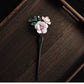 Handmade Pink Velvet Flower Hairpin – Chinese Intangible Heritage Silk Flower Hair Accessory for Hanfu & Guofeng Style