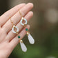 Magnolia Flower Jade Ring Earrings – Elegant Oriental Jewelry with Vintage Chinese Aesthetic